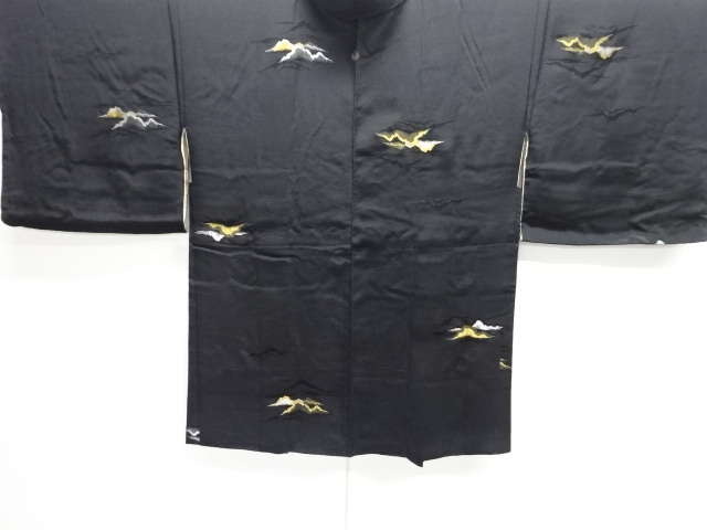 JAPANESE ANTIQUE HAORI / TAISHO ROMAN STYLE / SILK / WOVEN DISTANT MOUNTAINS